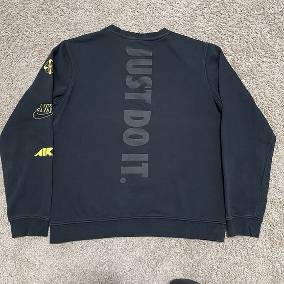 VTG Nike Sweatshirt Mens Medium Black Galaxy Overprint Just Do It Y2K Skateboard - Picture 5 of 11